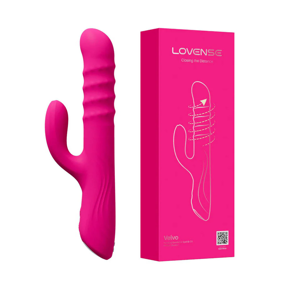 Contenido de la caja del Lovense Velvo — vibrador, cable USB magnético, bolsa de almacenamiento, manual